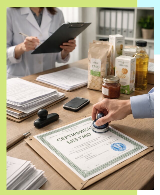 Получение сертификата Без ГМО для продукции в Людинове